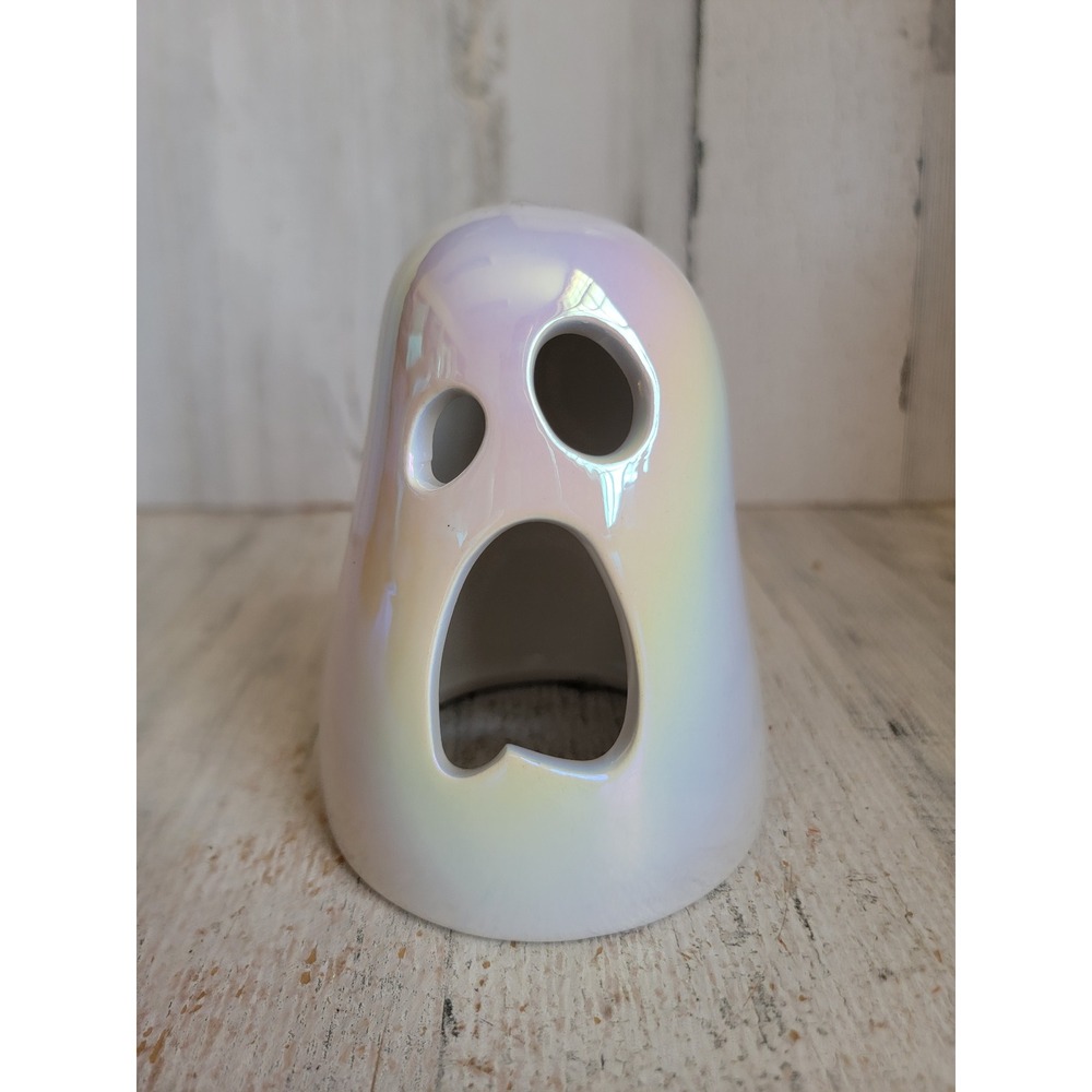 Holographic ghost tealight candle cover Halloween ceramic Unique Home